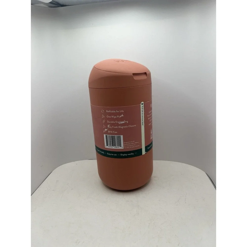 Biom Refillable Wipe Dispenser Terracotta Pink New Airtight Magnetic Lid Eco